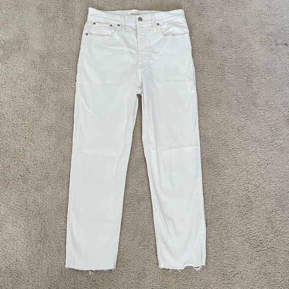 Madewell The Perfect Vintage Crop Jean – White High Rise Frayed Hem – Size 30 - Picture 2 of 10